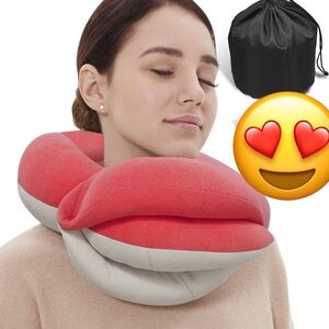 Cozy Red and Gray Travel Neck Pillow